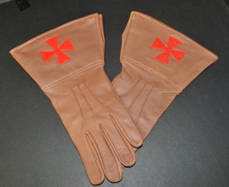 Knights Templar Leather Gauntlets - Brown (Small)